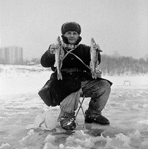 Ice fisherman, Moscow, 1996